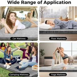 Tangkula Memory Foam Camping Mattress, Portable Roll Up Sleeping Pad with Carry Bag