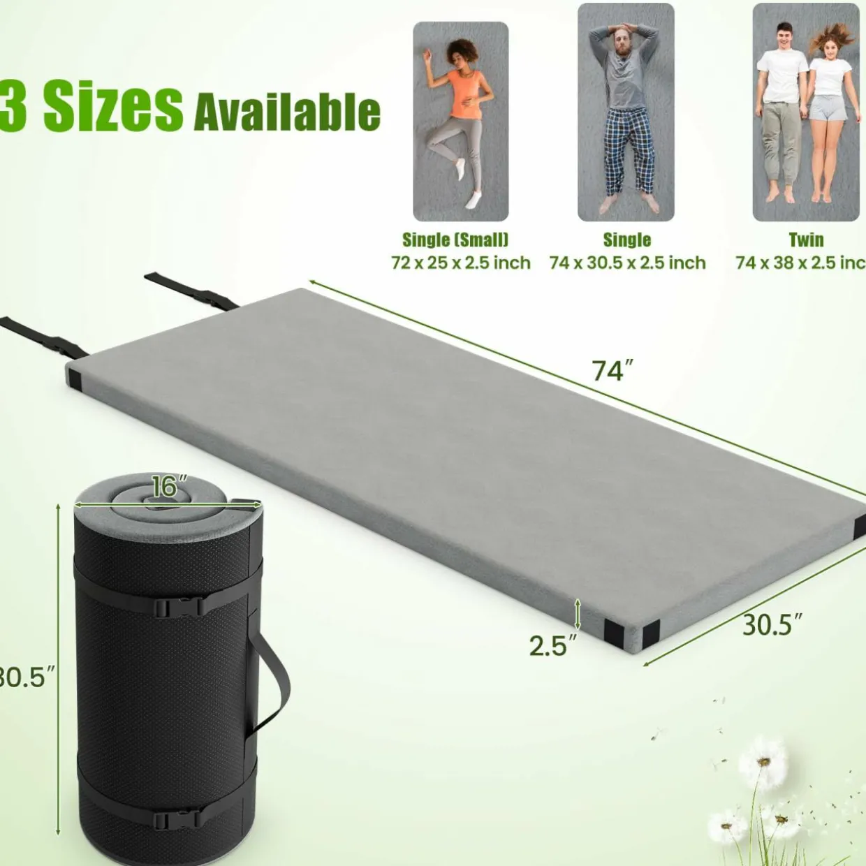 Tangkula Memory Foam Sleeping Pad 74