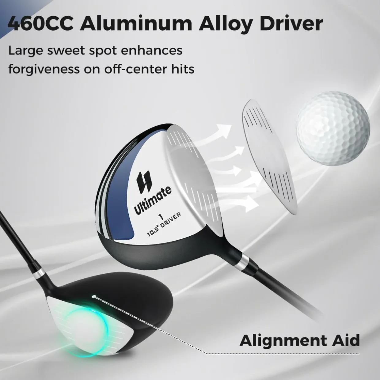 Tangkula Men° Aluminum Alloy Golf Driver with Graphite Shaft and Head Cover