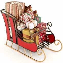 Tangkula Metal Christmas Santa Sleigh Basket, Xmas Festival Holiday Decorative Santa
