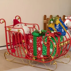 Tangkula Metal Christmas Santa Sleigh Basket