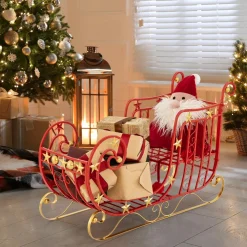 Tangkula Metal Christmas Santa Sleigh Basket