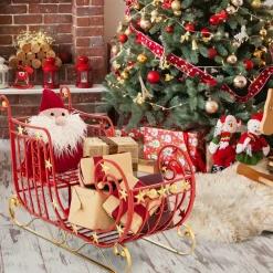 Tangkula Metal Christmas Santa Sleigh Basket