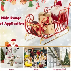 Tangkula Metal Christmas Santa Sleigh Basket