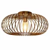 Tangkula Metal Flush Mount Ceiling Light, Antique Brass Metal Ceiling Pendant Light with Strong Arc Iron Lamp-shade