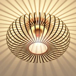 Tangkula Metal Flush Mount Ceiling Light, Antique Brass Metal Ceiling Pendant Light with Strong Arc Iron Lamp-shade