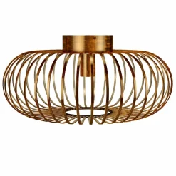 Tangkula Metal Flush Mount Ceiling Light, Antique Brass Metal Ceiling Pendant Light with Strong Arc Iron Lamp-shade