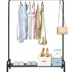 Tangkula Metal Garment Rack, Heavy Duty Clothes Stand Rack with Top Rod
