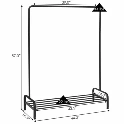 Tangkula Metal Garment Rack, Heavy Duty Clothes Stand Rack with Top Rod
