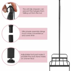 Tangkula Metal Garment Rack, Heavy Duty Clothes Stand Rack with Top Rod