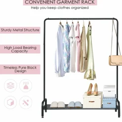 Tangkula Metal Garment Rack, Heavy Duty Clothes Stand Rack with Top Rod