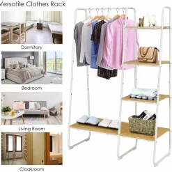 Tangkula Metal Garment Rack, Free Standing Closet Storage Organizer w/ 5 Shelves & Hanging Bar