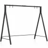 Tangkula Metal Swing Frame, Porch Swing Stand with Extra Side Bars, 5 Hanging Rings
