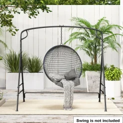 Tangkula Metal Swing Frame, Porch Swing Stand with Extra Side Bars, 3-Ring Design, Heavy Duty Swing Frame Outdoor for Swing