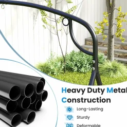 Tangkula Metal Swing Frame, Porch Swing Stand with Extra Side Bars