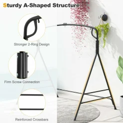 Tangkula Metal Swing Frame, Porch Swing Stand with Extra Side Bars, 3-Ring Design, Heavy Duty Swing Frame Outdoor for Swing