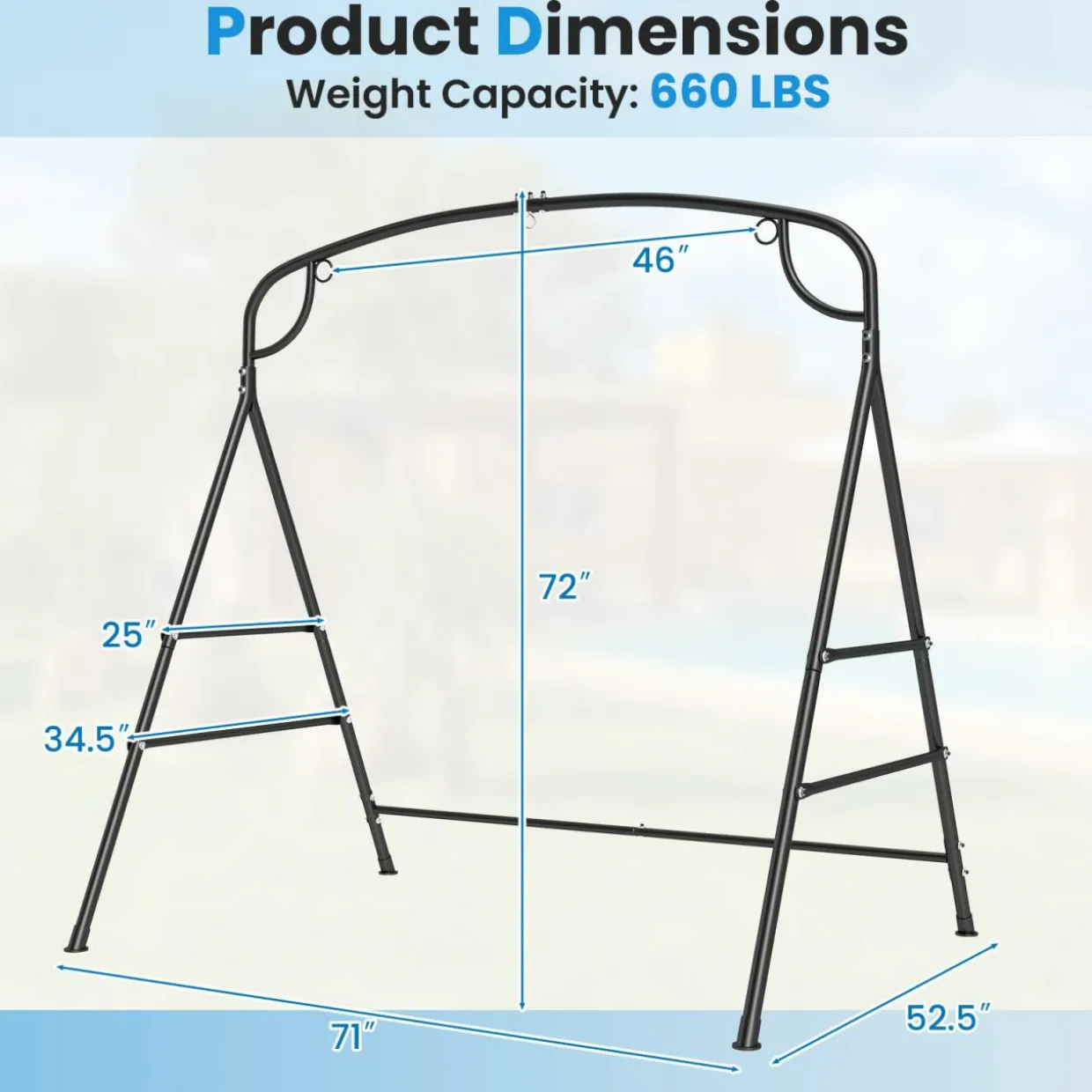 Tangkula Metal Swing Frame, Porch Swing Stand with Extra Side Bars