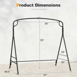 Tangkula Metal Swing Frame, Porch Swing Stand with Extra Side Bars, 3-Ring Design, Heavy Duty Swing Frame Outdoor for Swing