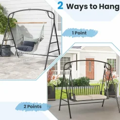 Tangkula Metal Swing Frame, Porch Swing Stand with Extra Side Bars