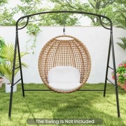 Tangkula Metal Swing Frame, Porch Swing Stand with Extra Side Bars