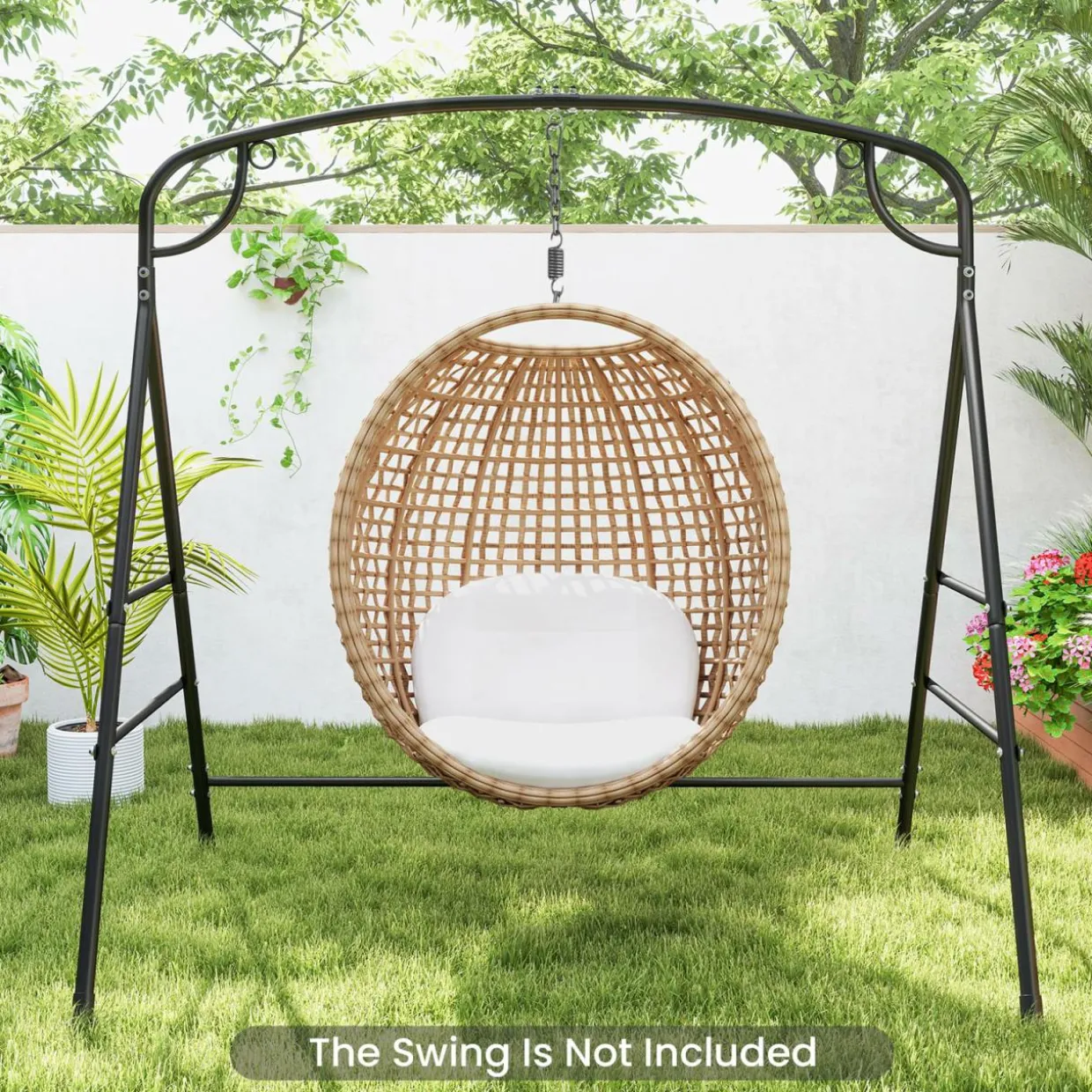 Tangkula Metal Swing Frame, Porch Swing Stand with Extra Side Bars