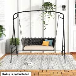Tangkula Metal Swing Frame, Porch Swing Stand with Extra Side Bars, 3-Ring Design, Heavy Duty Swing Frame Outdoor for Swing