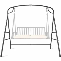 Tangkula Metal Swing Frame, Porch Swing Stand with Extra Side Bars