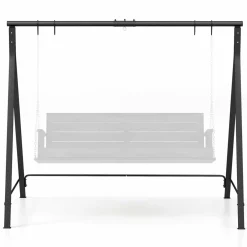 Tangkula Metal Swing Frame, Porch Swing Stand with Extra Side Bars, 5 Hanging Rings