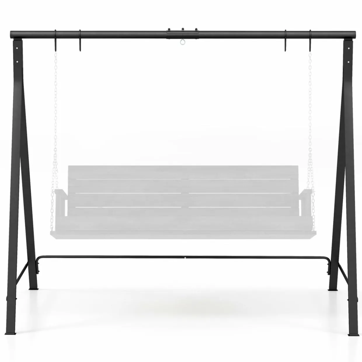 Tangkula Metal Swing Frame, Porch Swing Stand with Extra Side Bars, 5 Hanging Rings