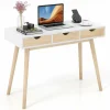 Tangkula Mid Century Desk with 3 Drawers, Home Office Writing Desk with Storage