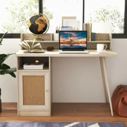 Tangkula Mid Century Desk with Hutch