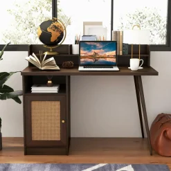 Tangkula Mid Century Desk with Hutch
