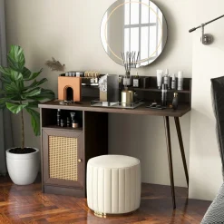 Tangkula Mid Century Desk with Hutch