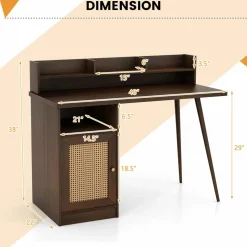 Tangkula Mid Century Desk with Hutch