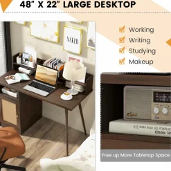 Tangkula Mid Century Desk with Hutch
