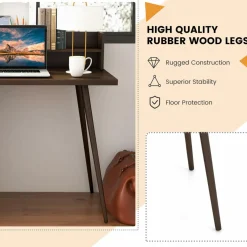 Tangkula Mid Century Desk with Hutch