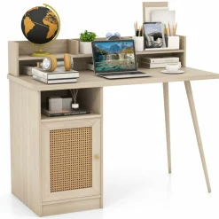 Tangkula Mid Century Desk with Hutch