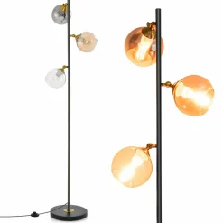 Tangkula Mid Century Floor Lamp, Modern Freestanding Lamp with 3 Glass Globe Lampshades