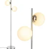 Tangkula Mid Century Globe Floor Lamp with 2 LED Bulbs for Living Room