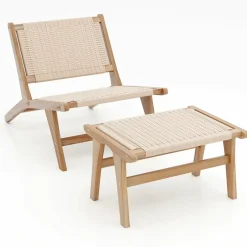 Tangkula Mid Century Modern Accent Chair with Ottoman