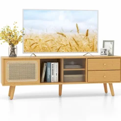 Tangkula Mid Century Modern TV Stand for TVs up to 65"