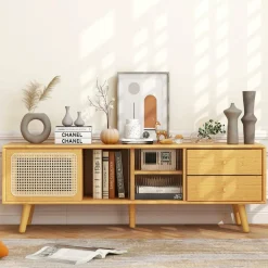 Tangkula Mid Century Modern TV Stand for TVs up to 65"