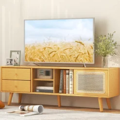 Tangkula Mid Century Modern TV Stand for TVs up to 65
