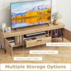 Tangkula Mid Century Modern TV Stand for 65 Inch TVs, Media Entertainment Center with Drawer