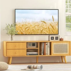 Tangkula Mid Century Modern TV Stand for TVs up to 65