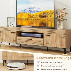 Tangkula Mid Century Modern TV Stand for 65 Inch TVs, Media Entertainment Center with Drawer