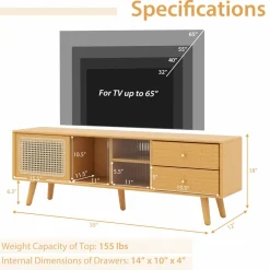 Tangkula Mid Century Modern TV Stand for TVs up to 65