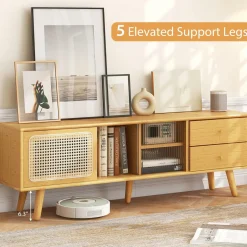Tangkula Mid Century Modern TV Stand for TVs up to 65