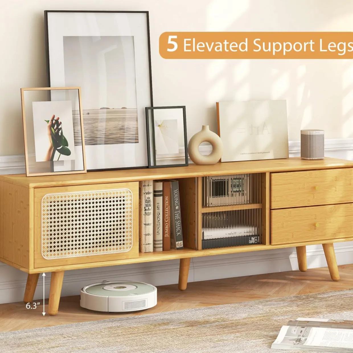 Tangkula Mid Century Modern TV Stand for TVs up to 65"