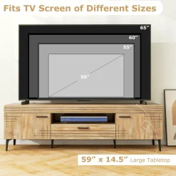 Tangkula Mid Century Modern TV Stand for 65 Inch TVs, Media Entertainment Center with Drawer